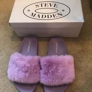Steve Madden fur slides